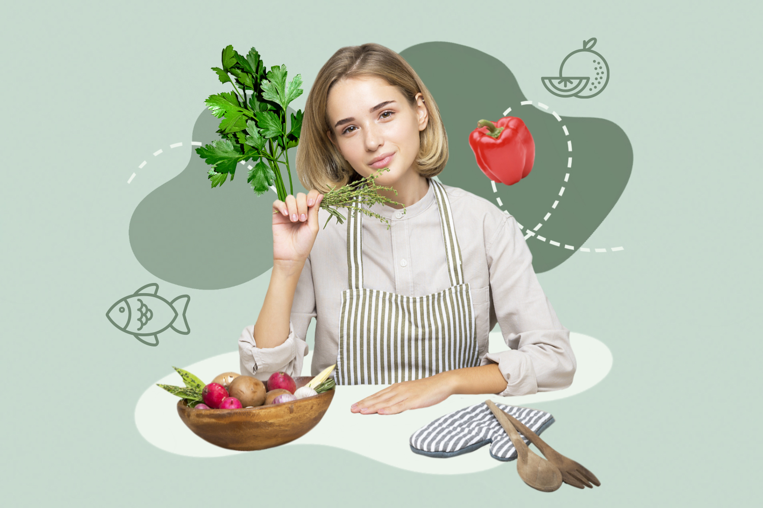 A women is choosing food